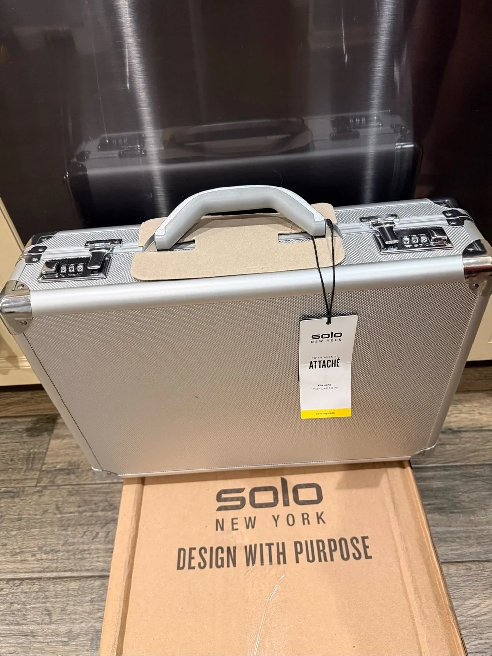 Solo New York Silver Aluminum Attaché Case